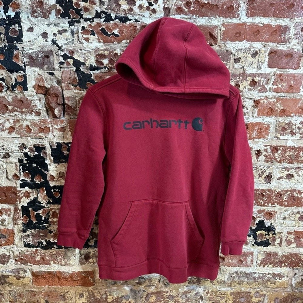 Carhartt Boys Large 14-16 Hoodie Kids Youth Red Logo Hunting Pullover